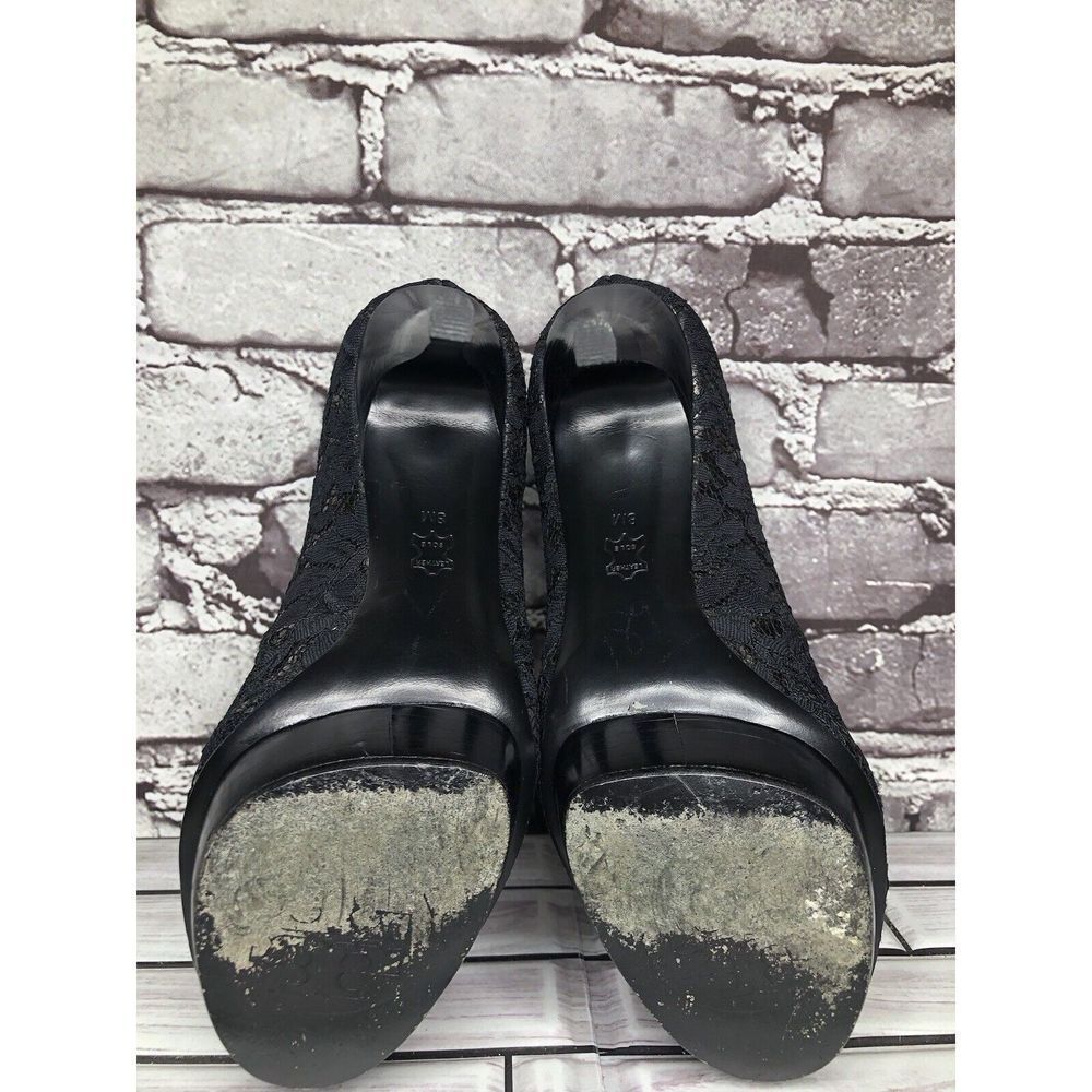 Tory Burch Black Leather Floral Fabric Platform Stiletto High Heels Women Sz 8M - Picture 15 of 16